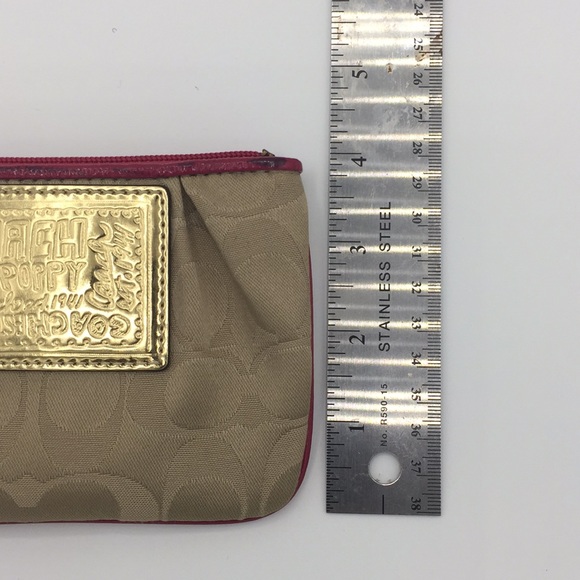 COACH Signature Tan Patent Leather Pink Wristlet - Picture 10 of 10